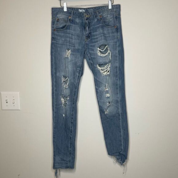 Wassio- Blue Boyfriend Jeans w/ Rips - Picture 1 of 3